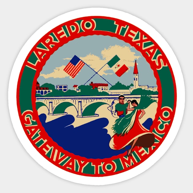 Vintage Style Laredo, Texas Design Sticker by zsonn